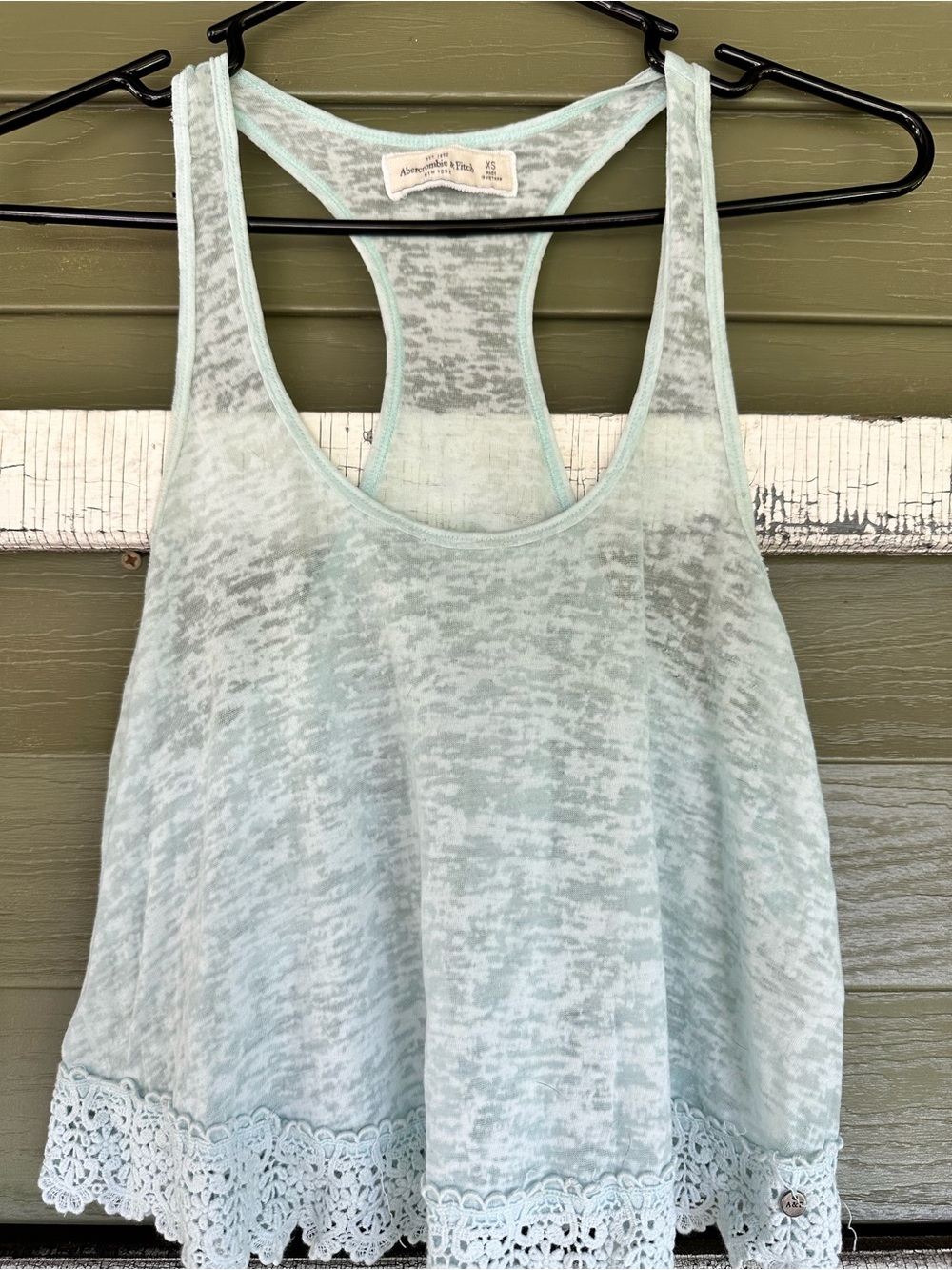 Abercrombie & Fitch Mint Crochet-Hem Racerback Tank Top